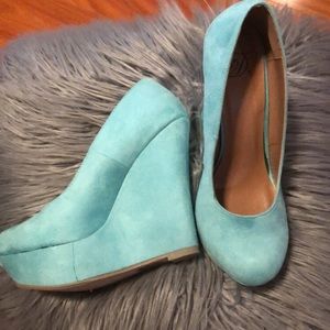 Imitation suede wedges